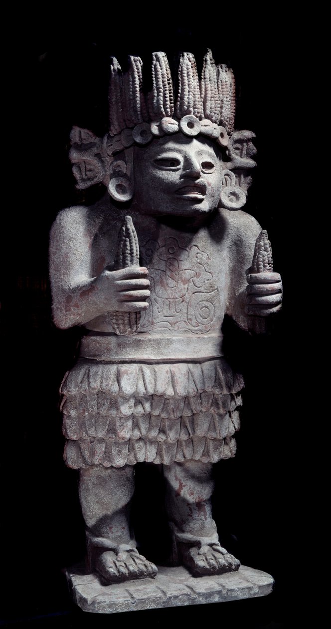 Kolumbiaa edeltävä sivilisaatio: Maya-patsas, joka edustaa piikojen jumalaa. Pariisi, Musee de l