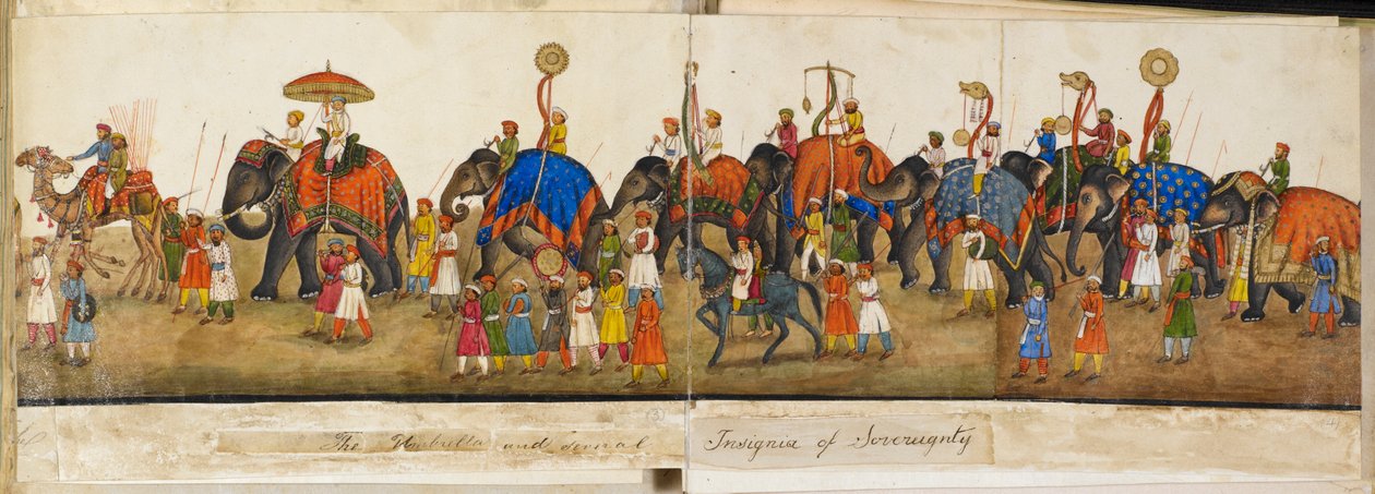 Processional panoraama, kuva "Reminiscences of Imperial Delhi". Delhi-kirja, kirjoittanut Sir Thomas Theophilus Metcalfe tekijältä Mazar or Mazhar Ali Khan