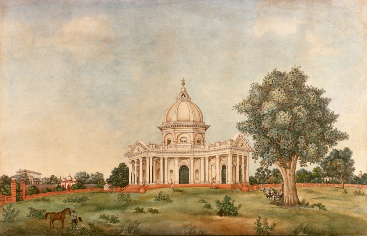 Ulkokuva St Jamess Churchista, Delhi, n. 1836 (akvarelli) tekijältä Mazhar Ali Khan