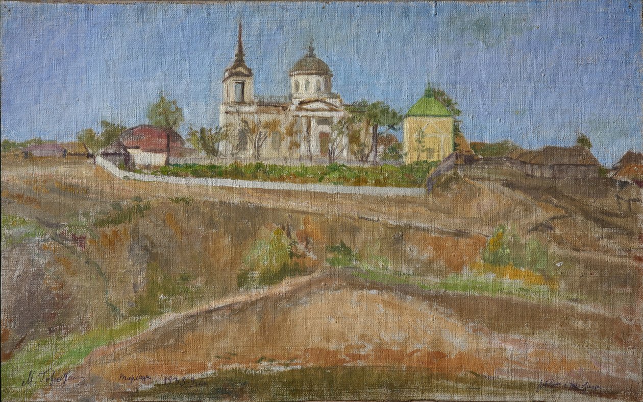 Tarkhany. Näkymä Arkkienkeli Mikaelin kirkolle, 1938 tekijältä Meer Michailovich Gokhstein