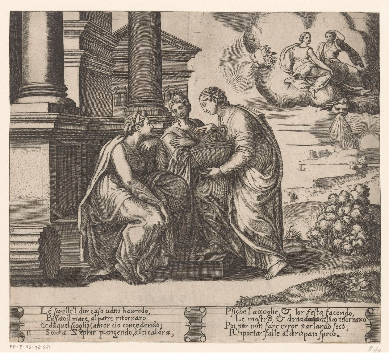 Psychen luona käyvät hänen sisarensa Story of Amor and Psyche (sarjan nimi) tekijältä Meester van de Dobbelsteen