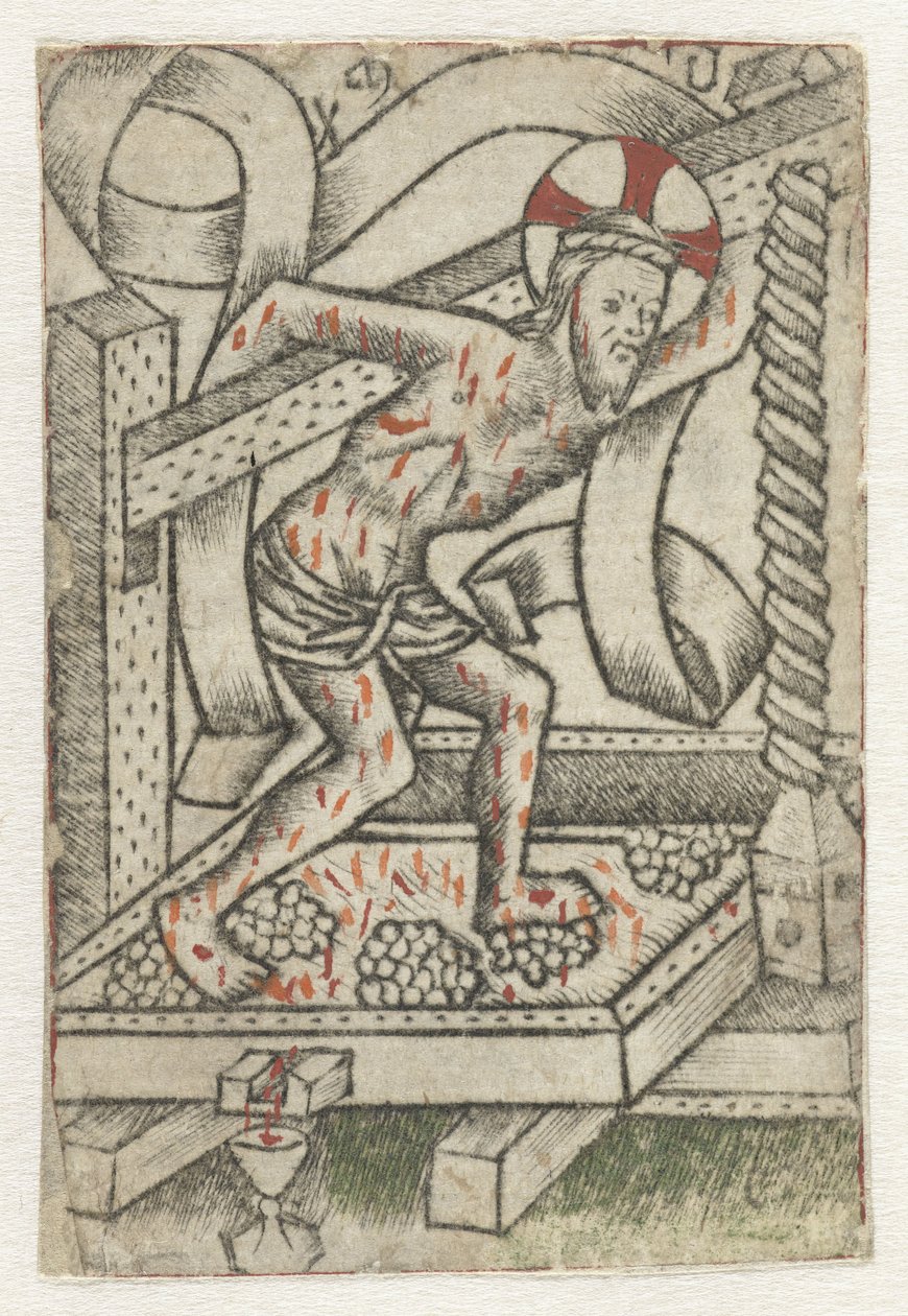 Kristus viinikuurnassa tekijältä Meester van het Martyrium der Tienduizend