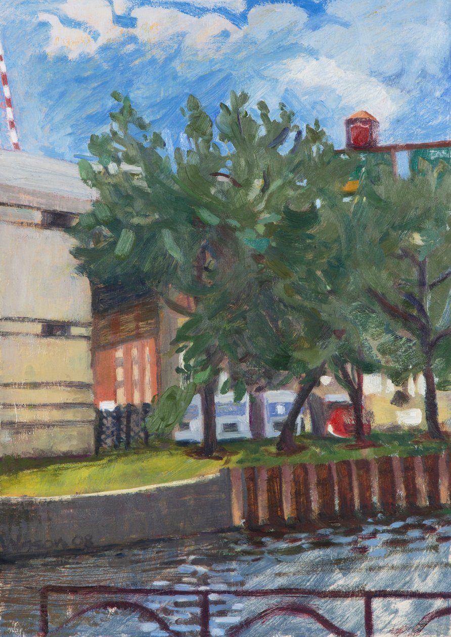 Chicago River at Erie St, 2008 (öljy kankaalle) tekijältä Megan Williamson