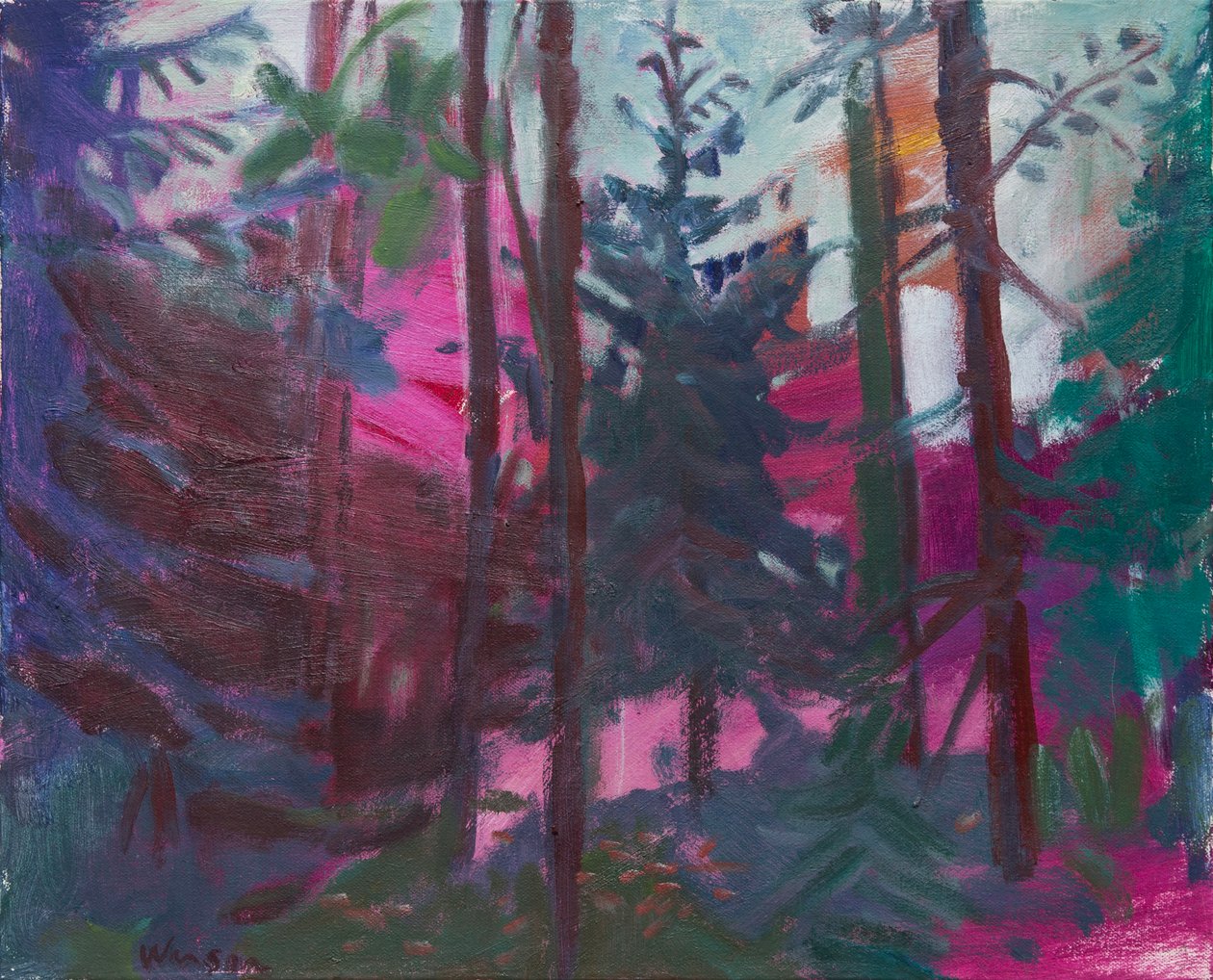 Astuin seitsemän surullisen metsän keskelle, 2016 (öljy kankaalle) tekijältä Megan Williamson