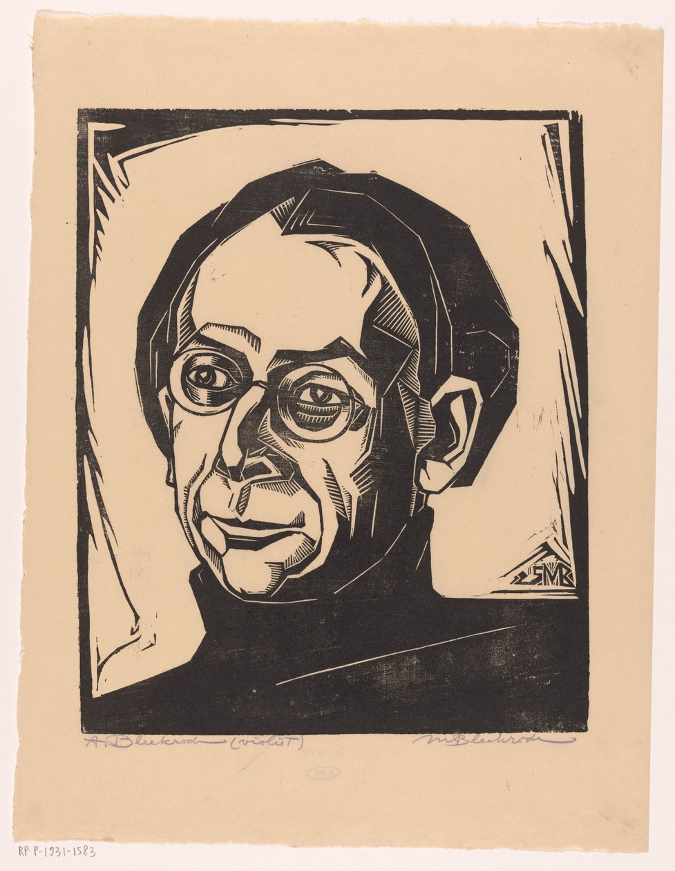 Abraham Bleekroden muotokuva tekijältä Meijer Bleekrode (signed by artist)