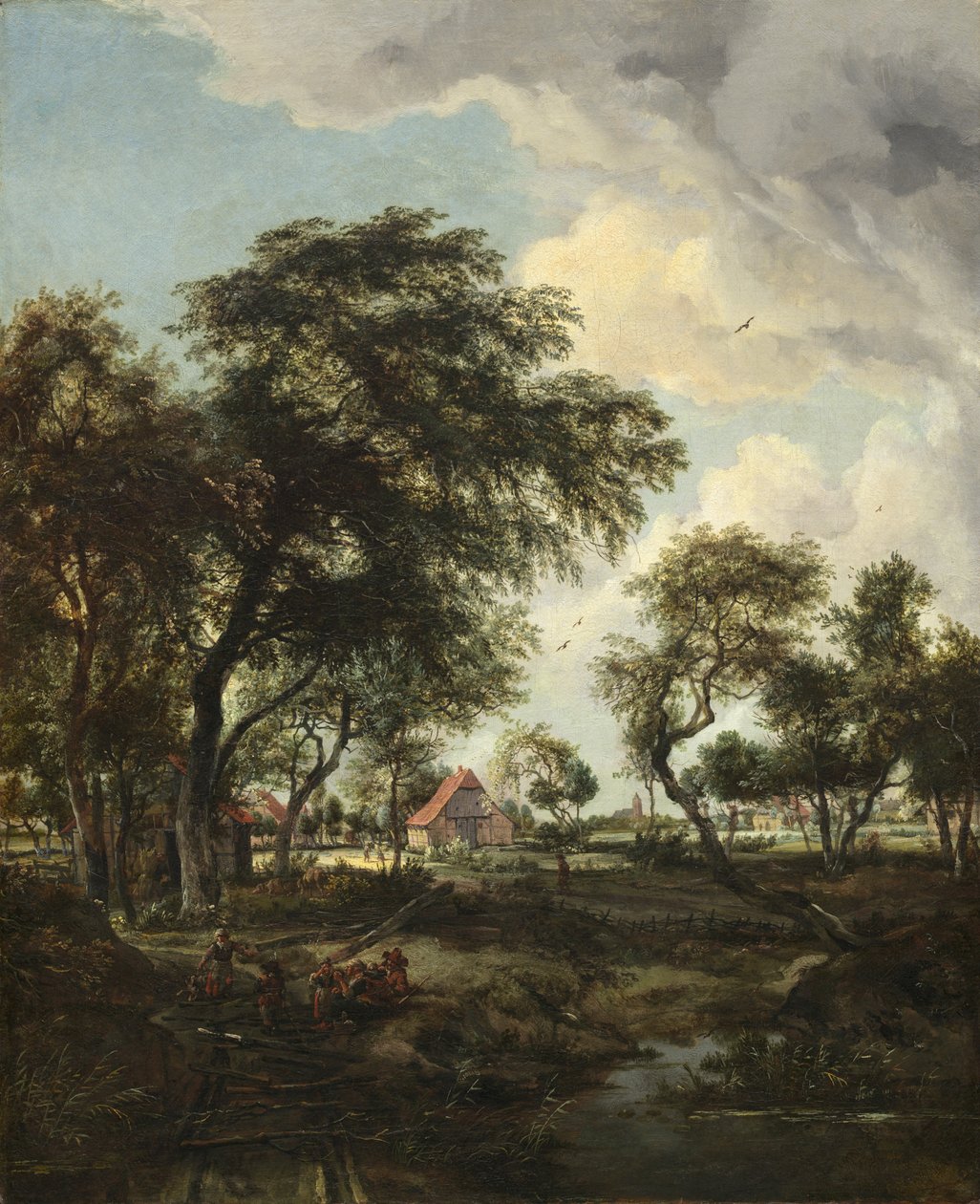 Maatila auringonvalossa, 1668 tekijältä Meindert Hobbema
