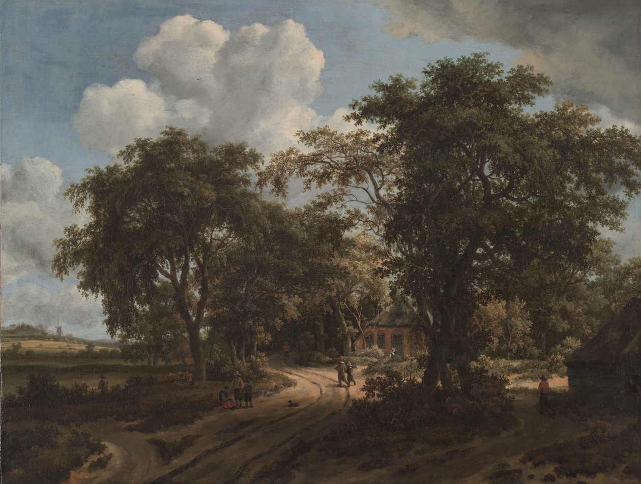 Mökki metsässä, n. 1662 (öljy kankaalle) tekijältä Meindert Hobbema