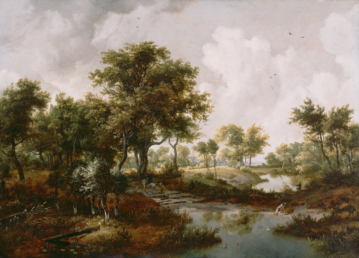 Metsäinen maisema, 1667 tekijältä Meindert Hobbema
