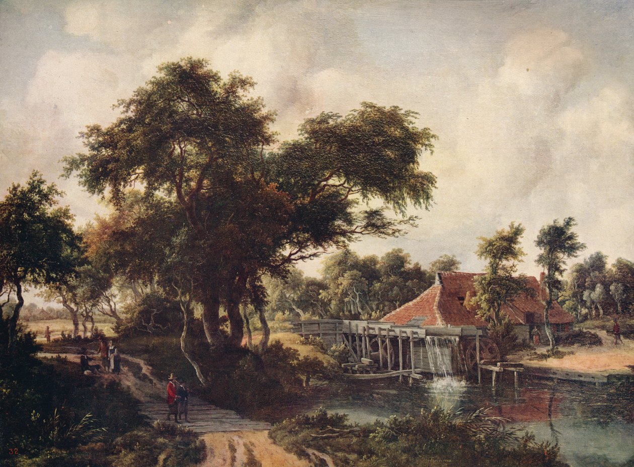 Maisema vesimyllyllä, c1665, c1915 tekijältä Meindert Hobbema