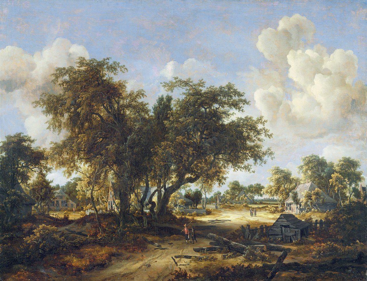 Metsäinen maisema mökeillä, 1665 tekijältä Meindert Hobbema