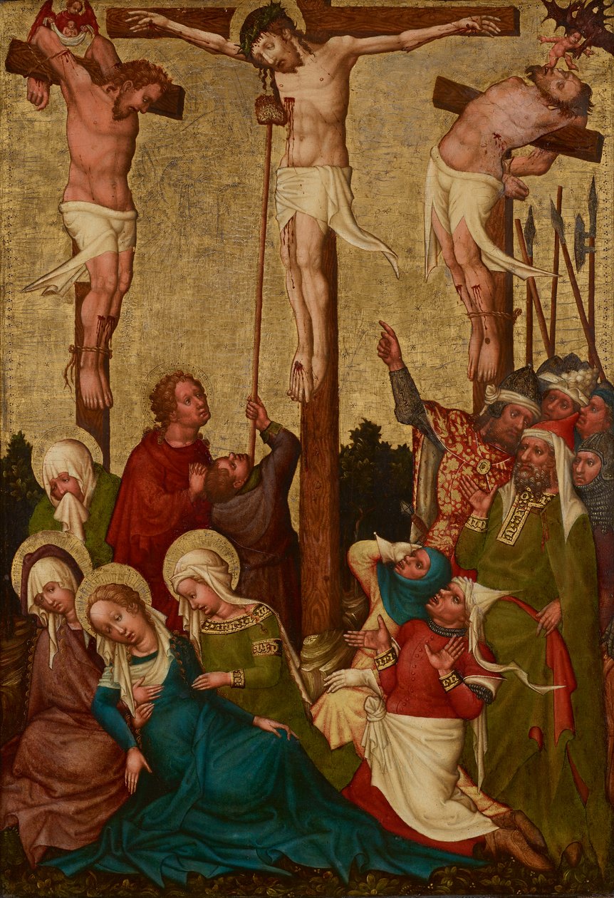 Kristuksen ristiinnaulitseminen tekijältä Meister der St. Lambrechter Votivtafel
