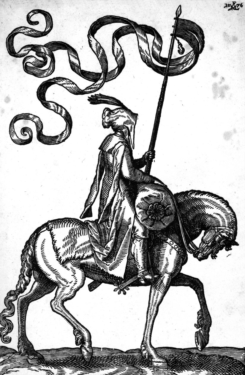 Mies hevosen selässä, 1576 tekijältä Melchior Lorck