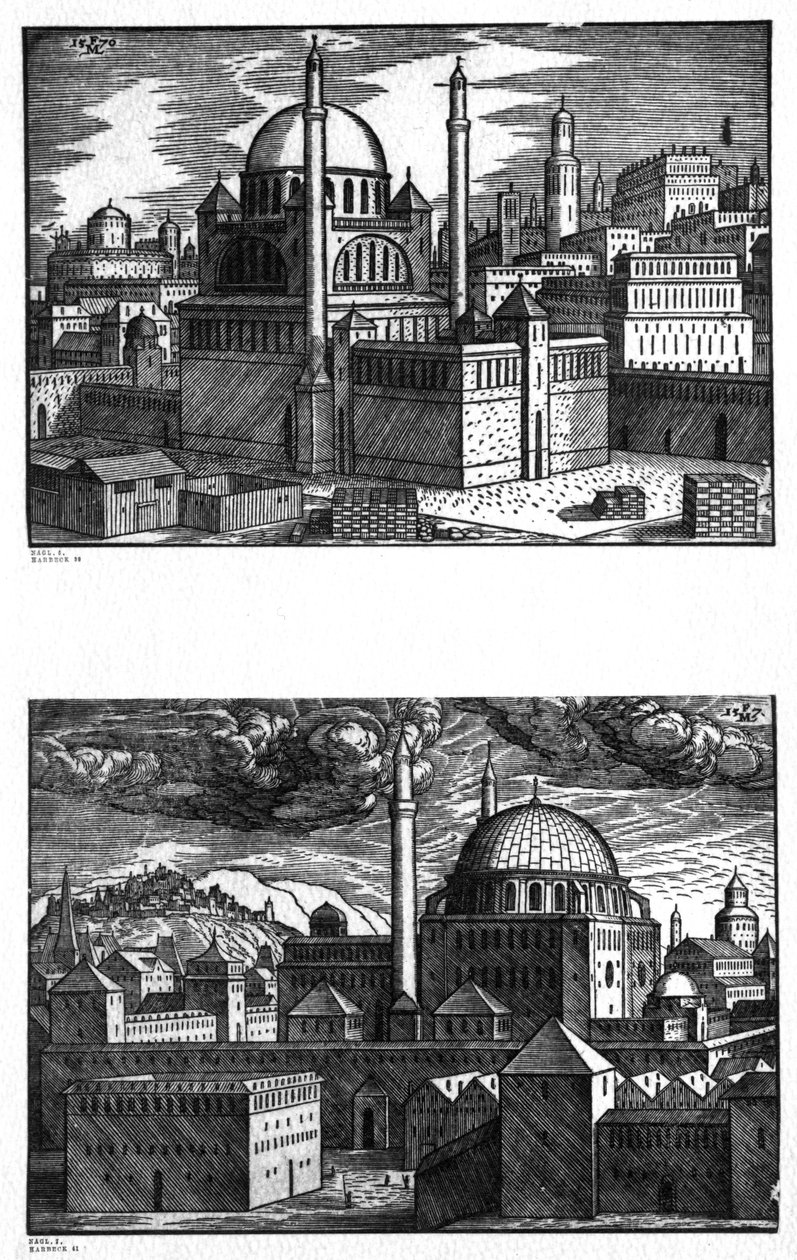 Konstantinopolin moskeijat, 1570 tekijältä Melchior Lorck