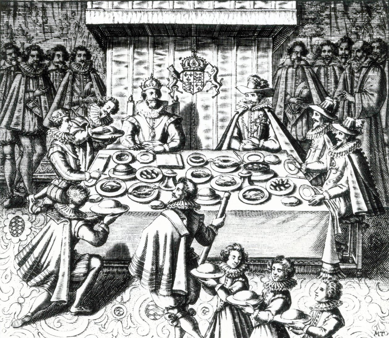 Kuningas Jaakobin juhlat Espanjan suurlähettiläiden kanssa, 1624 tekijältä Melchior Tavernier
