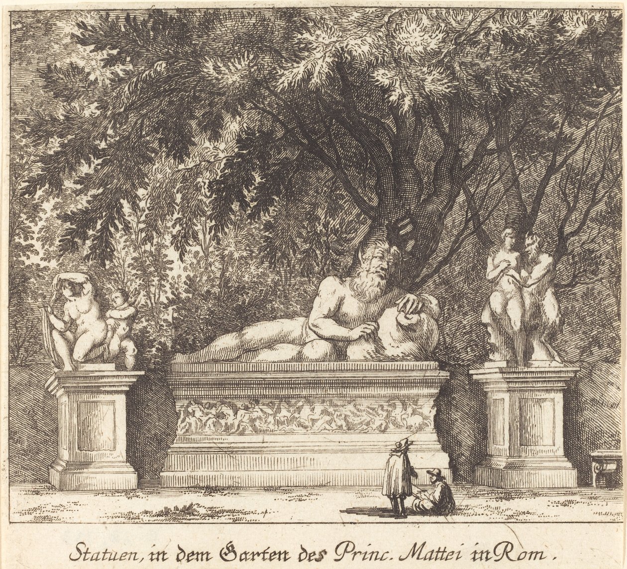 Prinssi Mattein puutarhat, Rooma tekijältä Melchior Küsel after Johann Wilhelm Baur