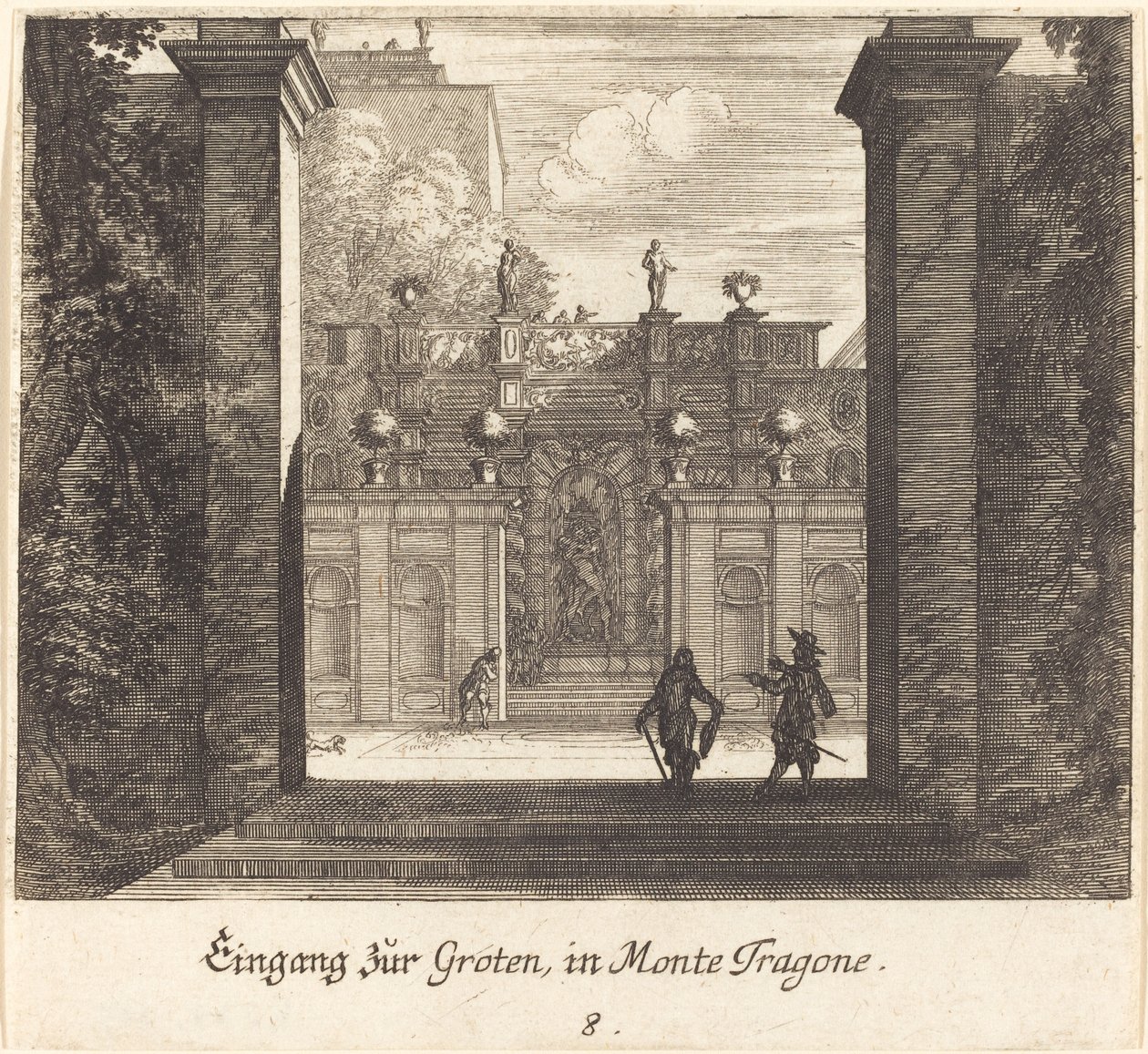 Grotto, Monta Tragone tekijältä Melchior Küsel after Johann Wilhelm Baur