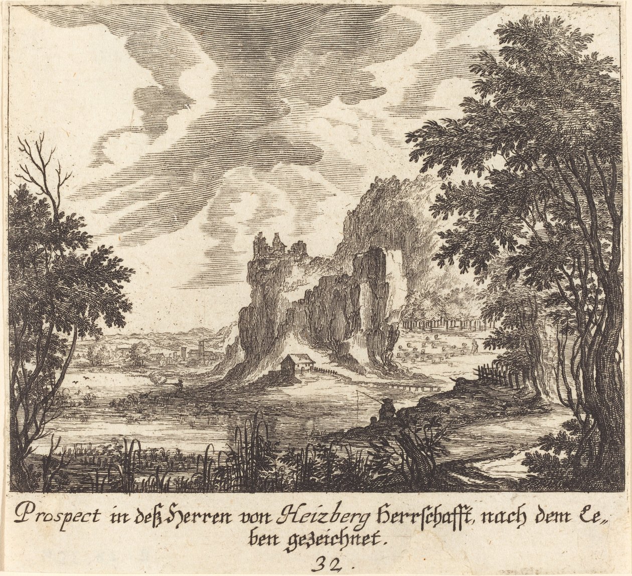 vuoristonäköala tekijältä Melchior Küsel after Johann Wilhelm Baur