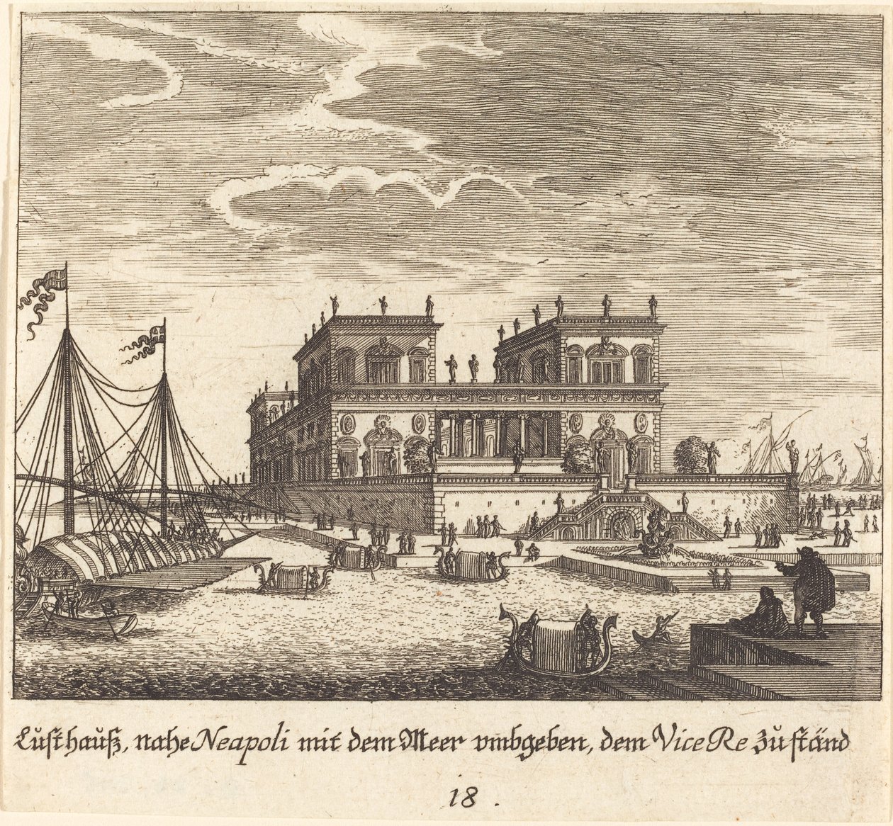 Palatsi, Vice Re, Napoli tekijältä Melchior Küsel after Johann Wilhelm Baur