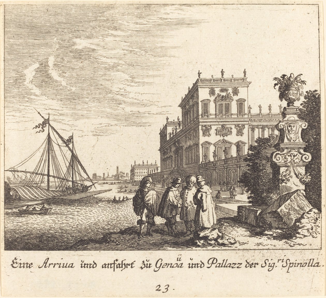 Spinollan palatsi, Genova tekijältä Melchior Küsel after Johann Wilhelm Baur