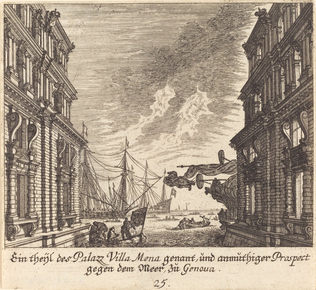 Villamenan palatsi, Genova tekijältä Melchior Küsel after Johann Wilhelm Baur