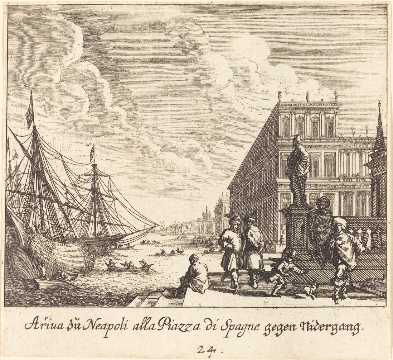 Palazzo di Spagna, Napoli tekijältä Melchior Küsel after Johann Wilhelm Baur