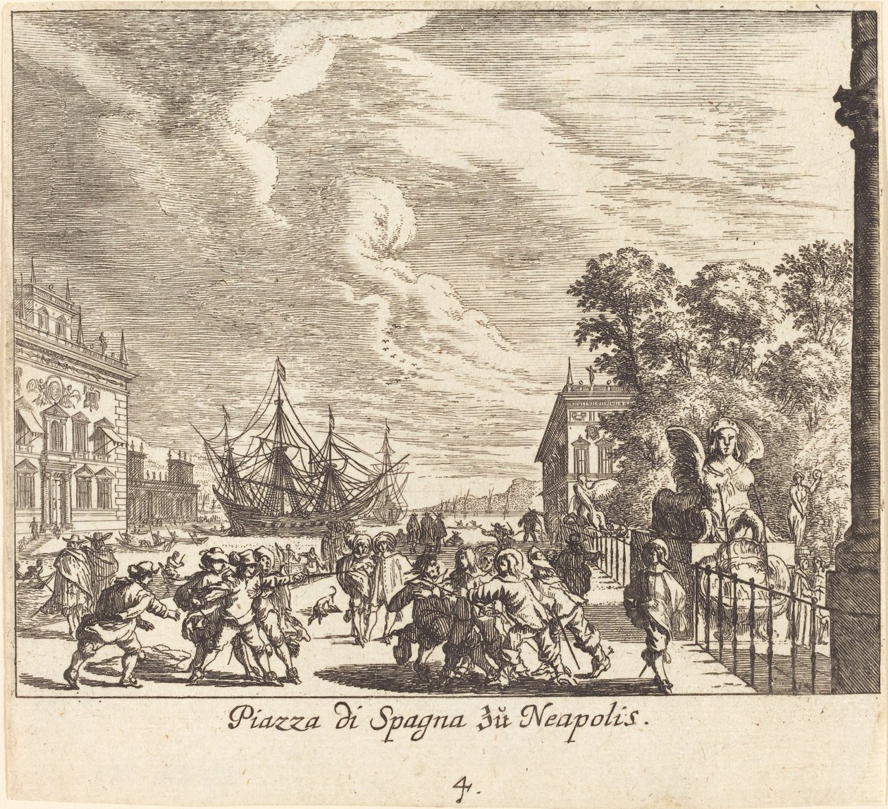 Espanjalaiset portaat, Napoli tekijältä Melchior Küsel after Johann Wilhelm Baur