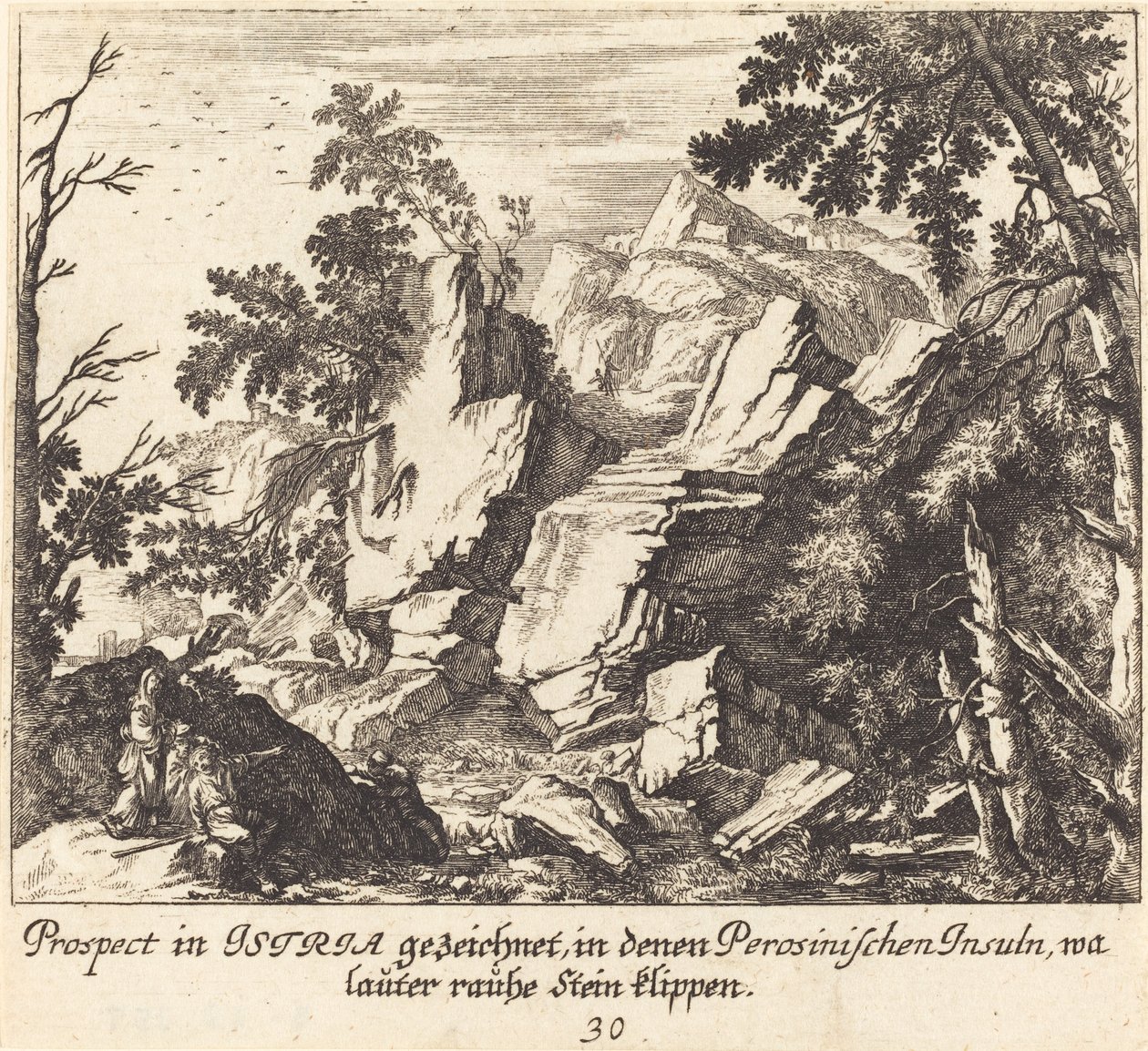Näkymä Istriassa tekijältä Melchior Küsel after Johann Wilhelm Baur