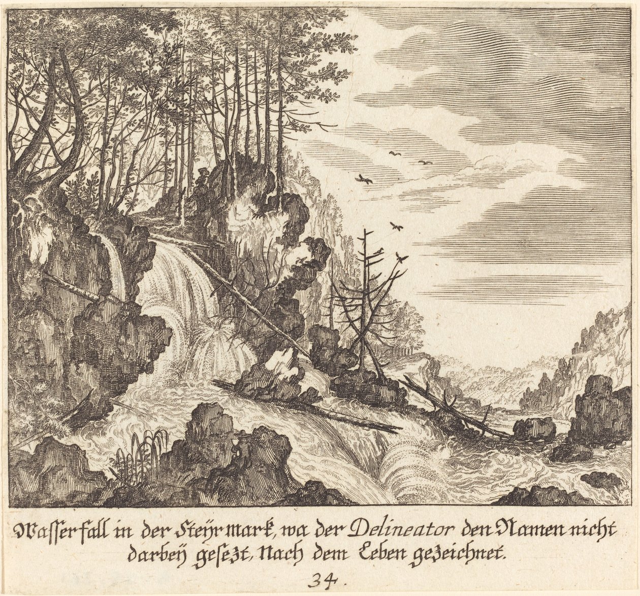 Vesiputous tekijältä Melchior Küsel after Johann Wilhelm Baur