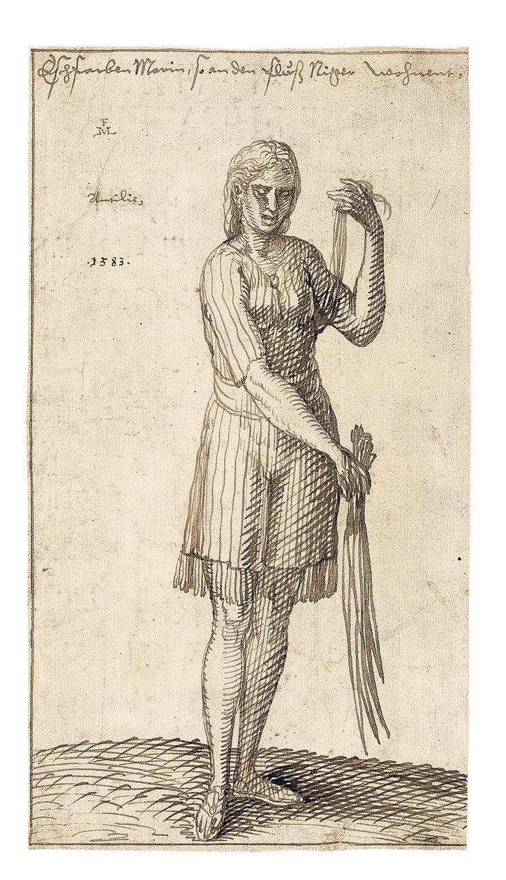 Nigerialainen nainen pitelee ruokoa, 1583 tekijältä Melchior Lorck