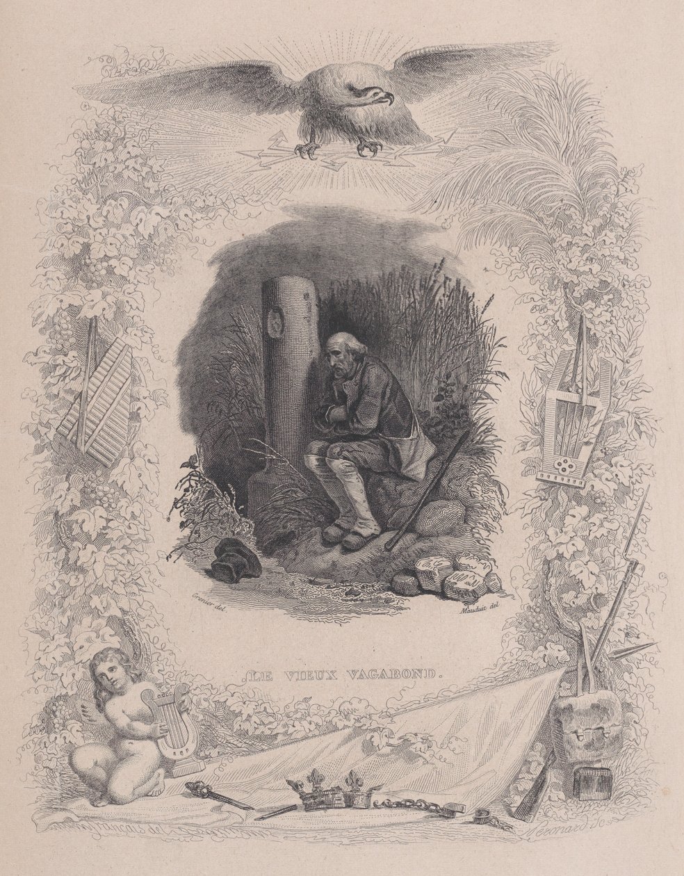 Vanha Vagabond, Bérangerin täydellisistä teoksista, 1829. tekijältä Melchior Peronard