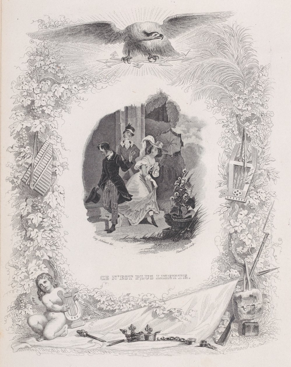 Se ei ole enää Lisette, elokuvasta The Songs of Béranger, 1829. Tekijät: Melchior Péronard, Auguste Blanchard I. tekijältä Melchior Péronard, Auguste Blanchard I
