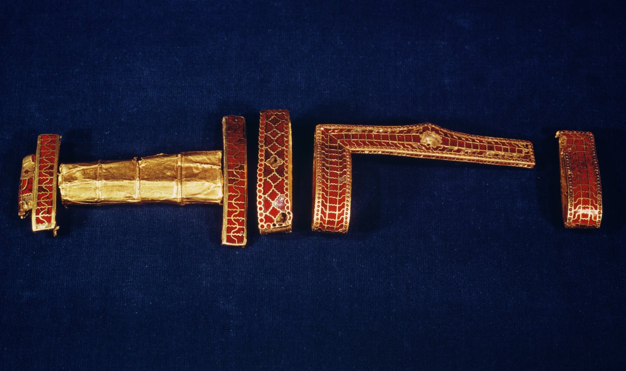 Miekkakoristeet Salian frankkien kuninkaan Childeric I (426-491) aarteesta (kulta ja granaatti) (katso myös 161328, 673214 ja 694817) tekijältä Merovingian