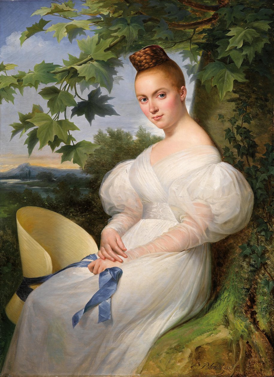 Bildnis einer jungen Frau mit Strohhut tekijältä Merry Joseph Blondel