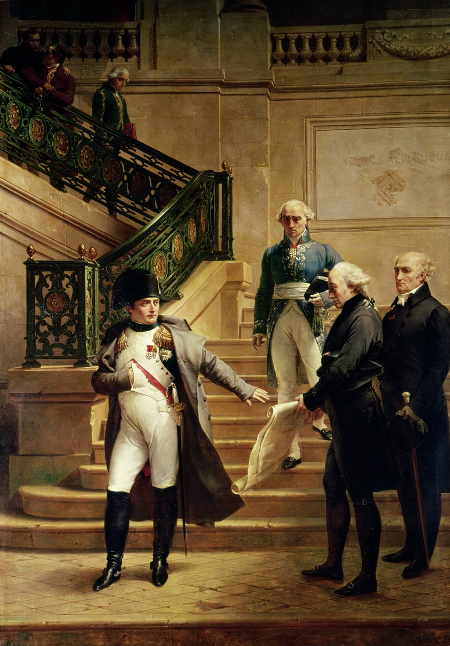 Napoleon I (1769-1821) Palais Royalissa, jonka tuomioistuimen presidentti vastaanotti ja hylkäsi Percierin tai Fontainen suunnitelmat, 1807 tekijältä Merry Joseph Blondel