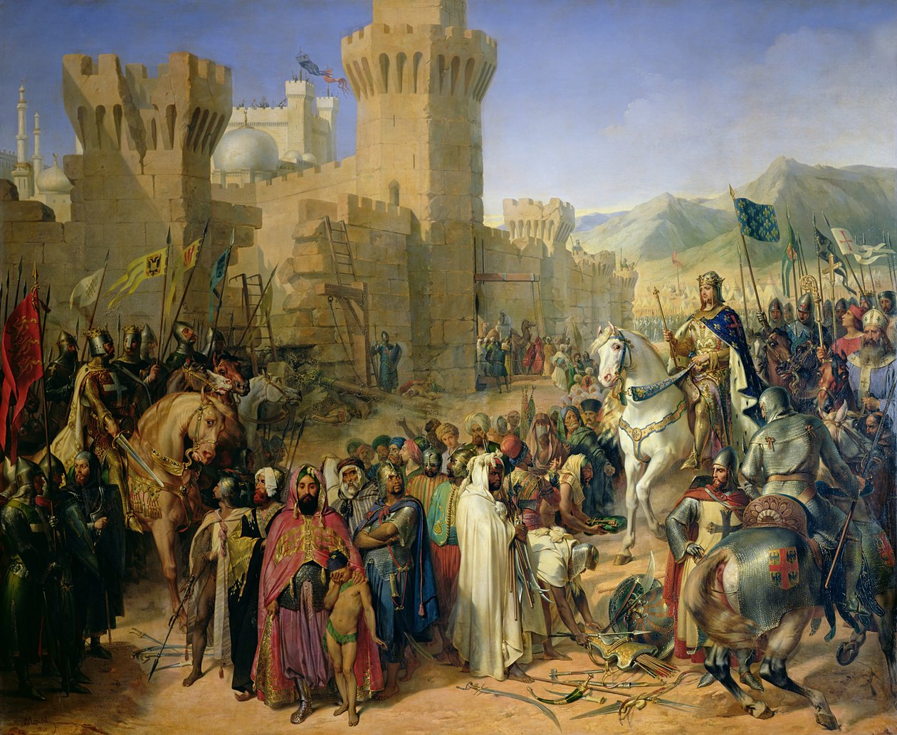 Ptolemais annettu Philip Augustukselle (1165-1223) ja Rikhard Leijonasydämelle (1157-99) 13. heinäkuuta 1191 tekijältä Merry Joseph Blondel