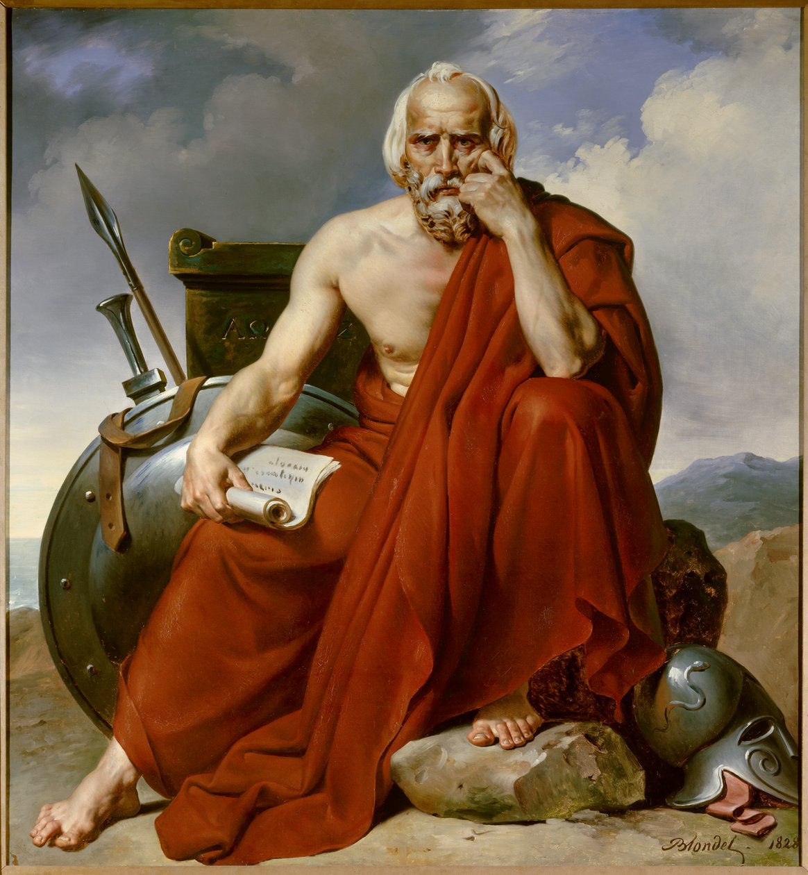 Lycurguen (Lykourgos) muotokuva Spartan lainsäätäjästä. Merry Joseph Blondelin (1781-1853) maalaus tekijältä Merry Joseph Blondel
