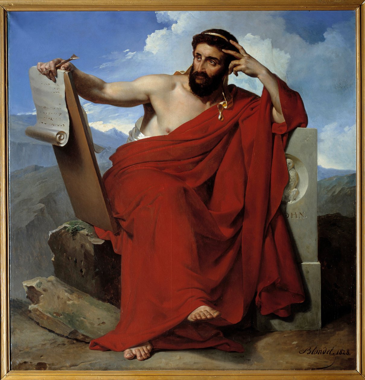 Muotokuva Solonin lainsäätäjästä ja Ateenan runoilijasta (n. 640-n. 588 eKr.) Merry Joseph Blondelin (1781-1853) maalaus 1828 Amiens, Musee de Picardie - Ateenalaisen runoilijan ja lainsäätäjän Solonin muotokuva (noin 640-cc. 588 eaa.). Merry Joseph Blonde tekijältä Merry Joseph Blondel