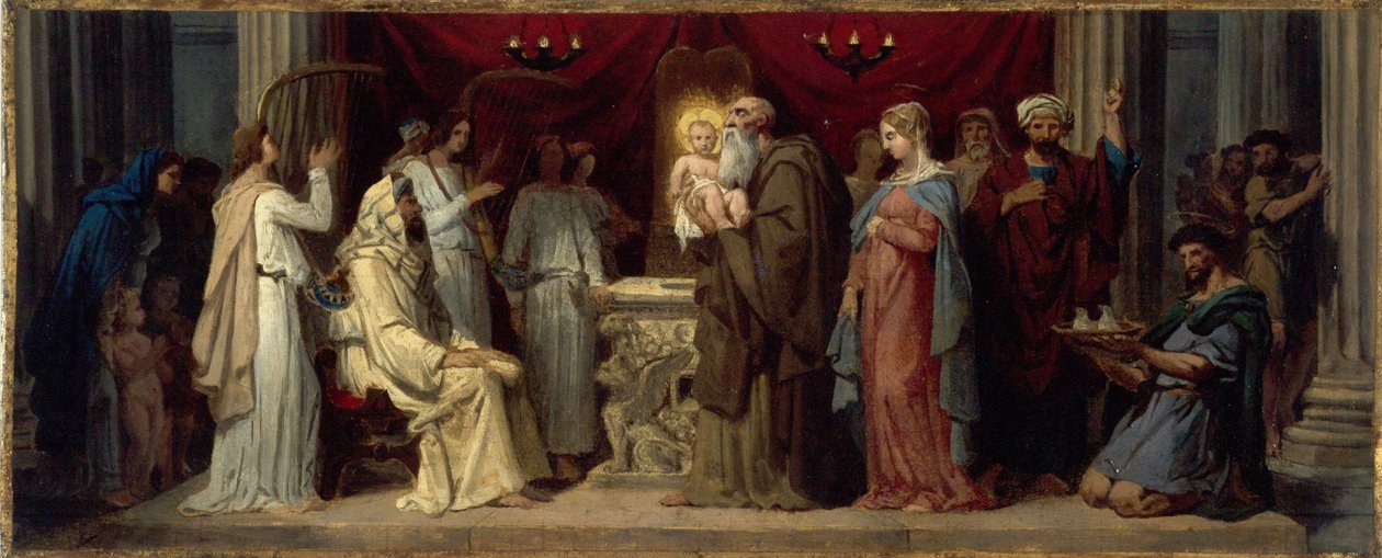 Jeesuksen esittely temppelissä, n. 1849 (maalaus) tekijältä Merry Joseph Blondel