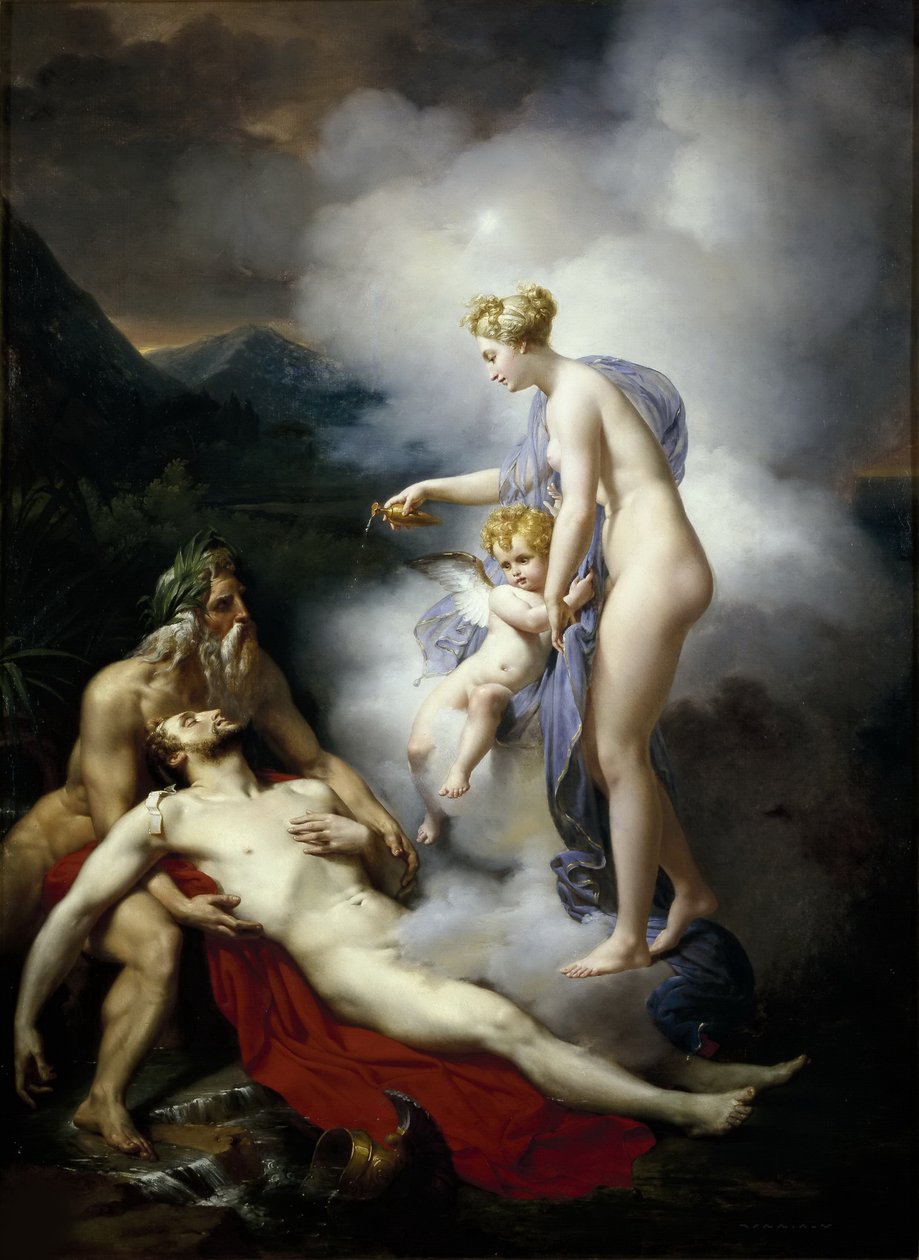 Venus kaatamassa balsamia Aeneasin haavalle, n. 1805-1810. tekijältä Merry Joseph Blondel