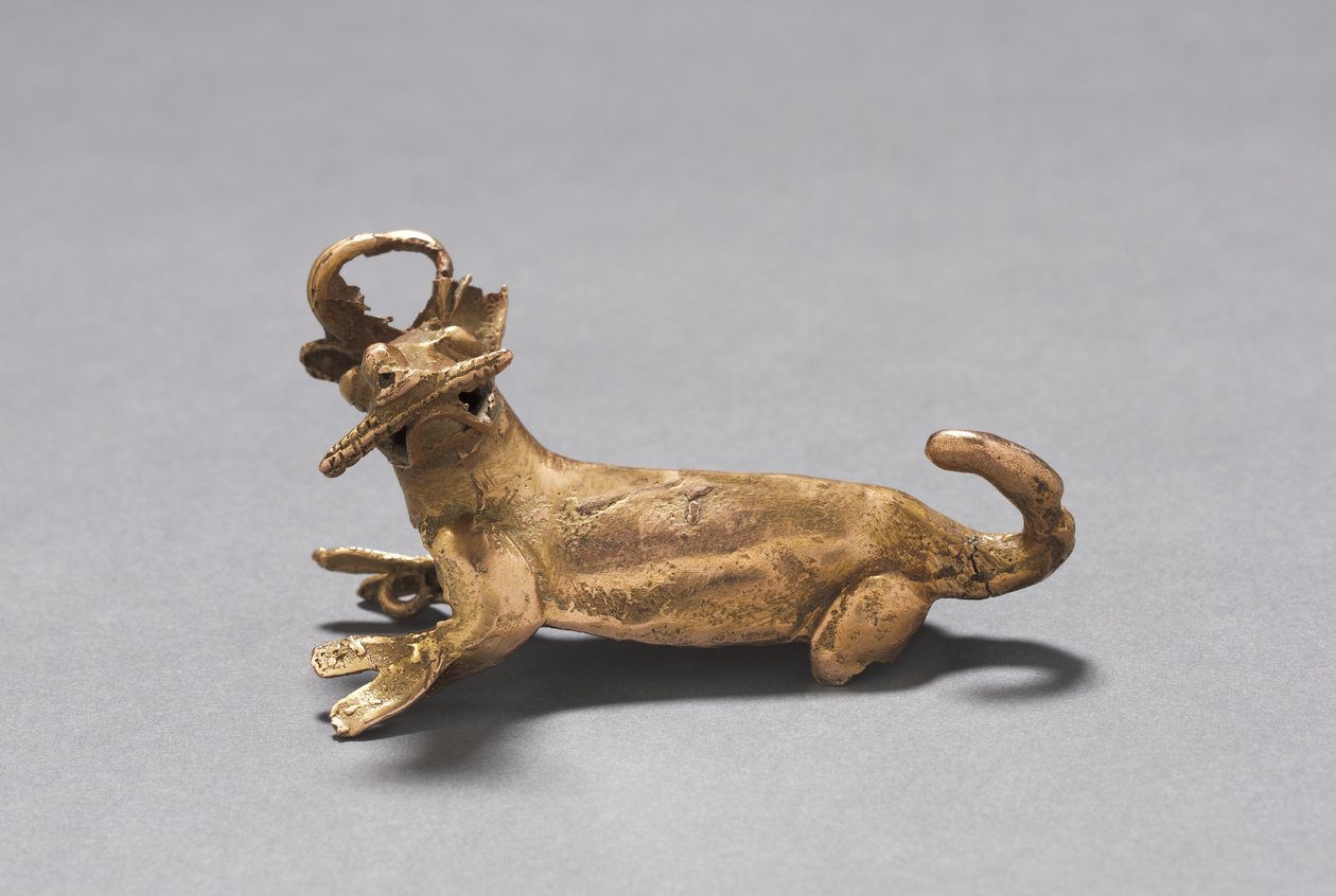 Deer Eating Corn Pendant, n. 1000-1550 (valettu kulta) tekijältä Mesoamerican Mesoamerican