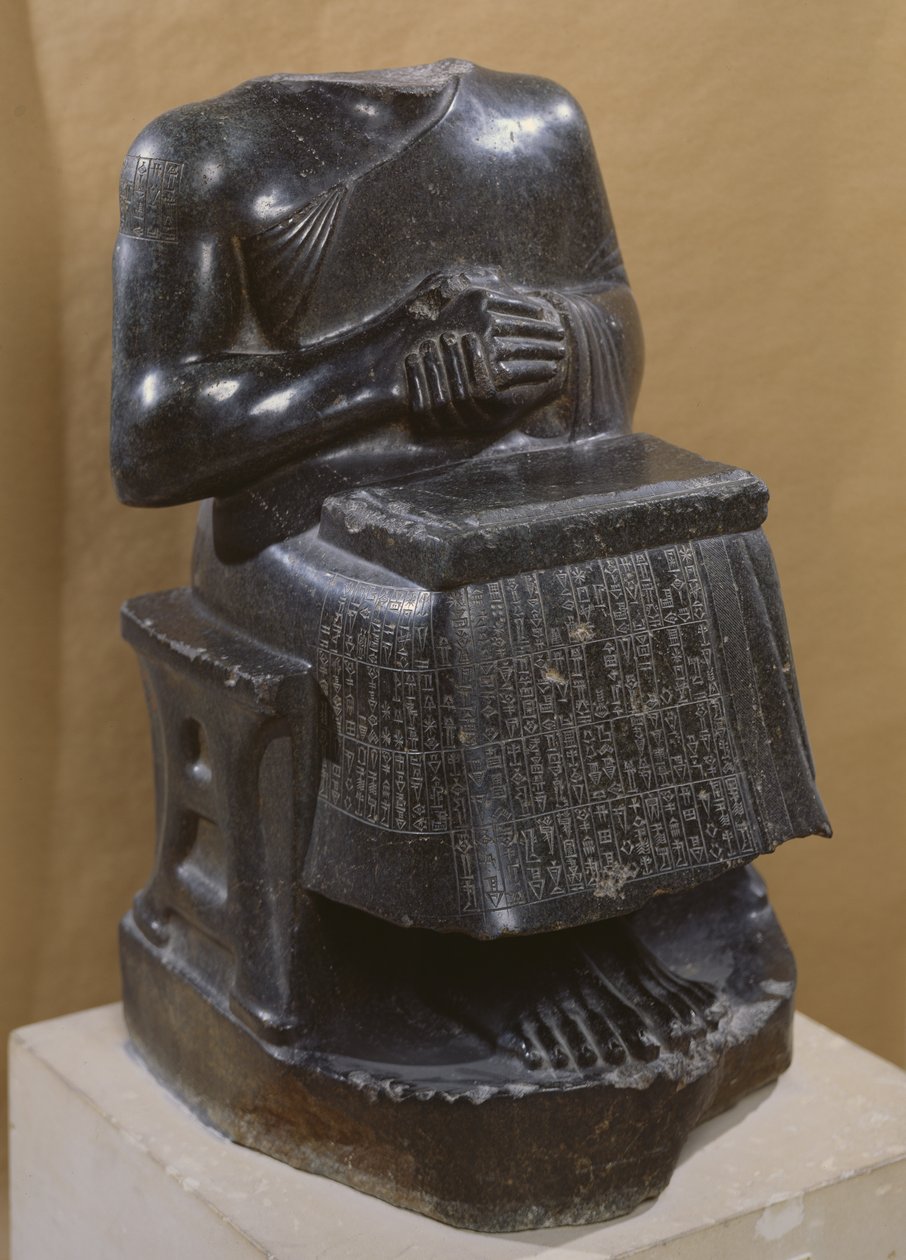 Gudea, Lagashin prinssi, omistettu jumalalle Ningirsulle, nimeltään Arkkitehti, jolla on suunnitelmia, noin 2120 eKr. (dioriitti) tekijältä Mesopotamian