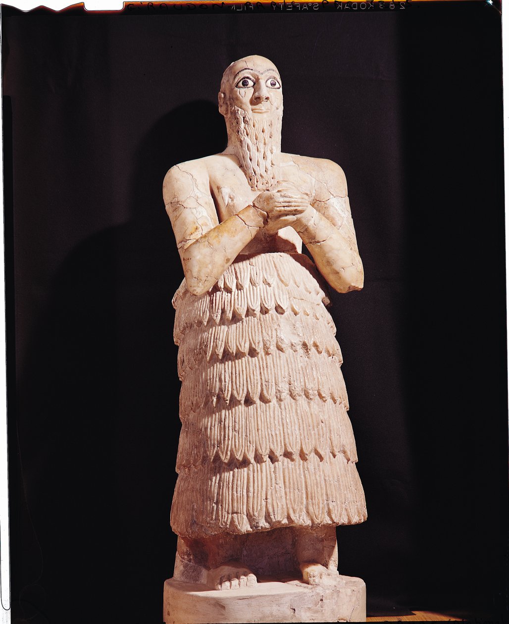 Itur-Shamagenin, Marin kuninkaan patsas rukouksessa, Mari, Keski-Eufrat, 2800-2300 eKr. (alabasteri) (katso myös 228262) tekijältä Mesopotamian