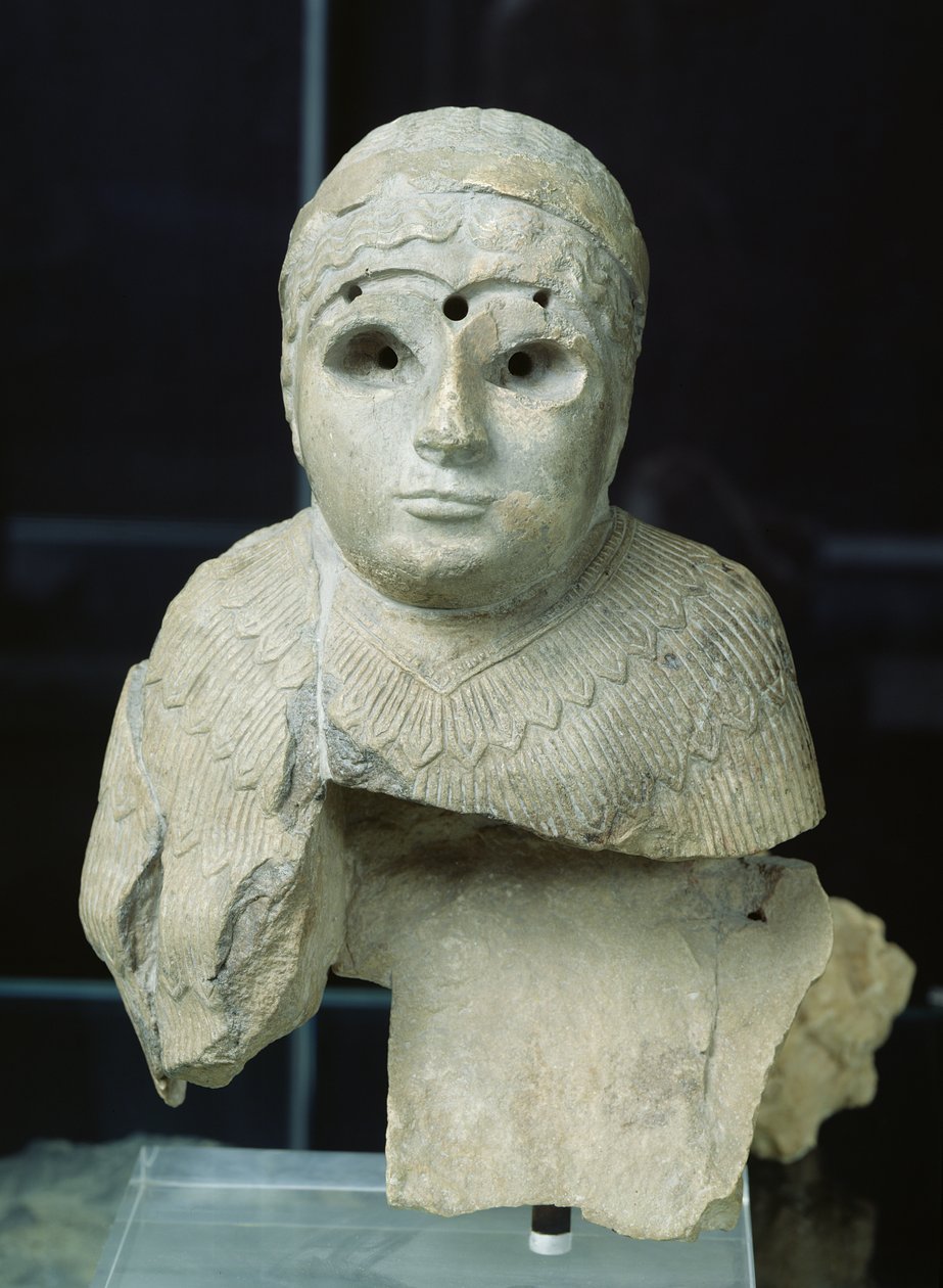 Naisen huivipatsas, akkadilainen aika, n. 2340-2200 eKr. (kalkkikivi) tekijältä Mesopotamian