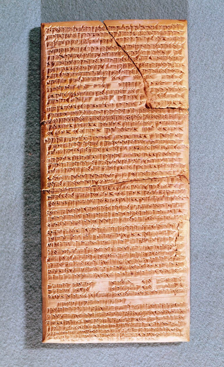 Tabletti, joka kertoo rituaaliuhreista Anun temppelissä Urukissa (Warka) kopio muinaisesta tekstistä 3.-1. vuosisadalla eKr. (savi) tekijältä Mesopotamian