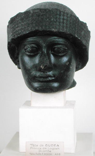 Gudean pää, Lageshin prinssi, Tellohista (muinainen Girsu) uussumerilainen, noin 2150 eKr. (dioriitti) tekijältä Mesopotamian