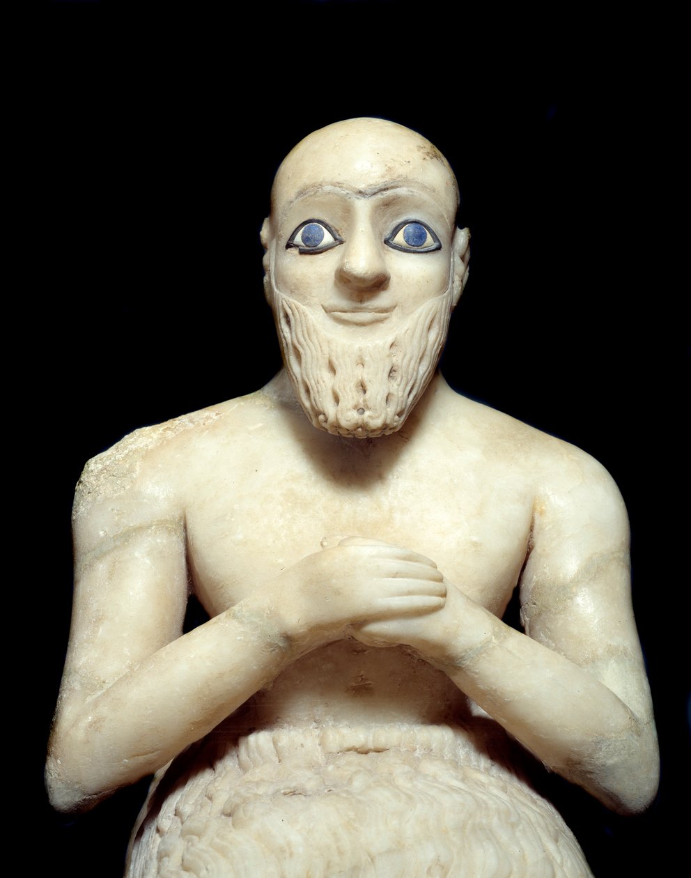Taide Mesopotamia: Intendantti Ebih-ilin patsas. Veistos albasterista, simpukasta, lapis-lasulista ja liuskeesta, Noin 2500 eKr. (Sumerilainen aika, noin 2900-2200 eKr.). Marilta. Korkeus: 0,525 m. Pariisi, Louvre-museo tekijältä Mesopotamian