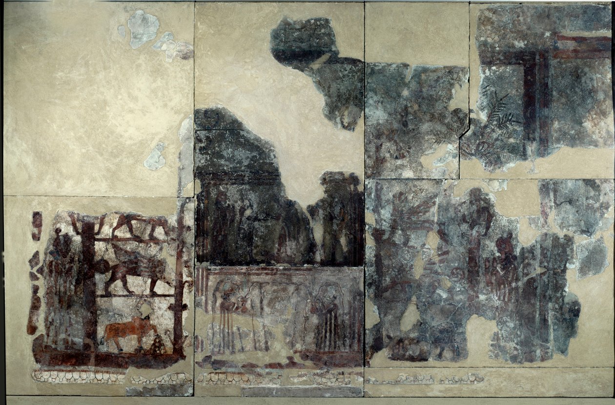 Mesopotamia: Zimrilimin palatsi, maalaus siipihärästä, sfinksi, griffoni. Zimri-Limin (Zimei Lim) (n. 1782-1759 eKr.) ajalta peräisin oleva irrallinen fresko Marista. Pariisi, Louvre-museo. tekijältä Mesopotamian