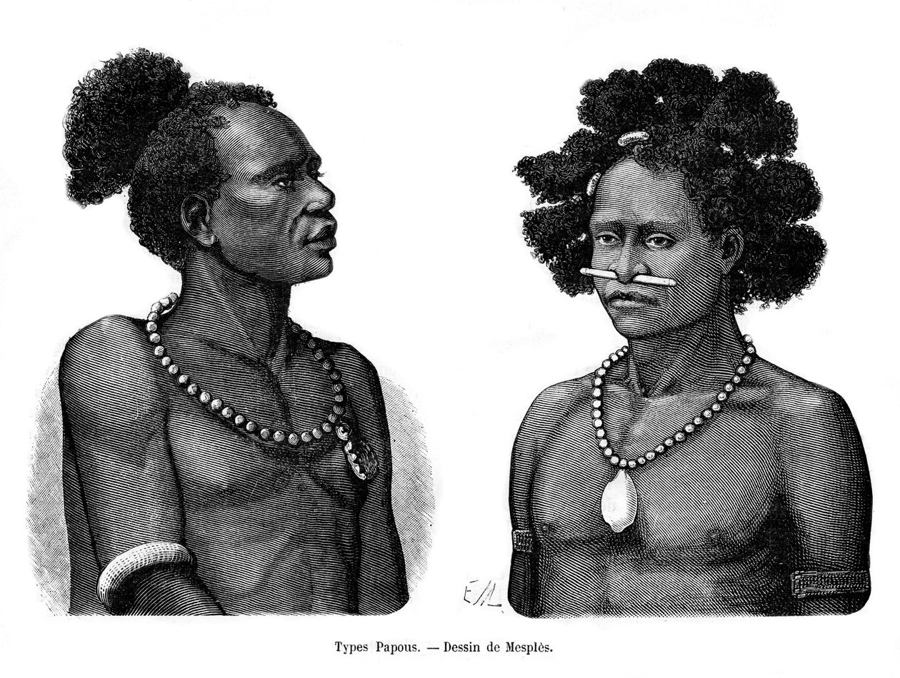 Papuan tyypit, 1800-luku tekijältä Mesples