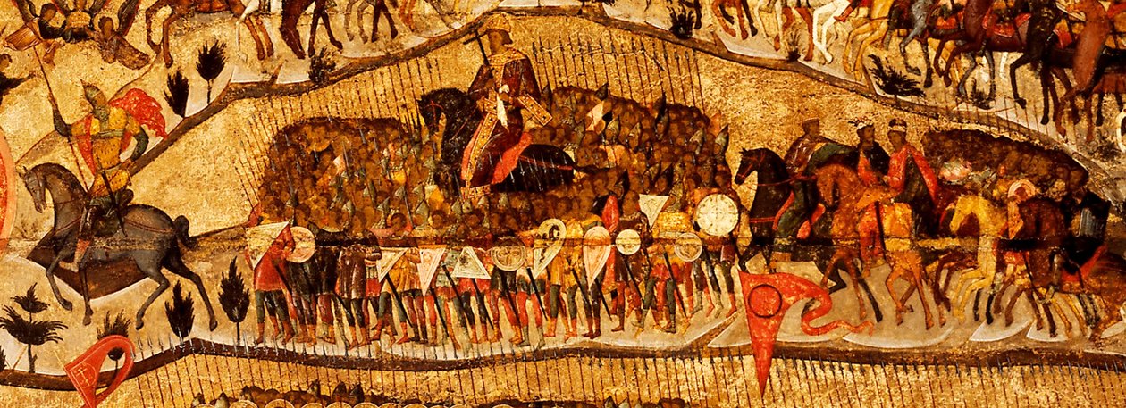 Siunattu taivaan kuninkaan isäntä Yksityiskohta: Warriors Range: Ivan IV, Vladimir Monomakh, Vladimir I, Boris ja Gleb, 1550-luku tekijältä Metropolitan of Moscow Athanasius