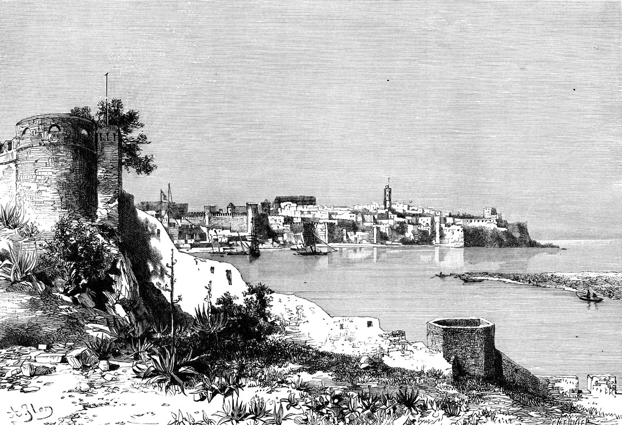 Rabat ja Bou-Regreg-joen suu, Marokko, 1895. tekijältä Meunier
